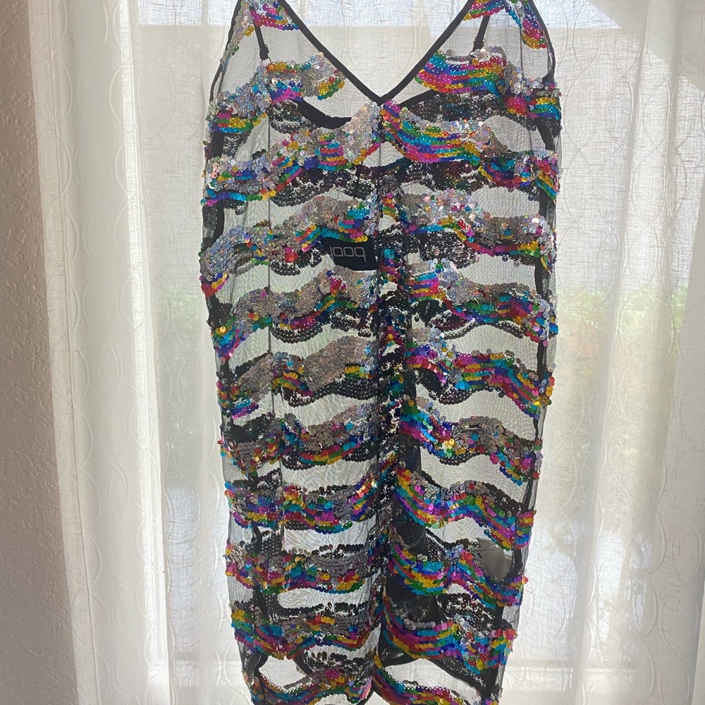 Boohoo Sheer Sequin Dress